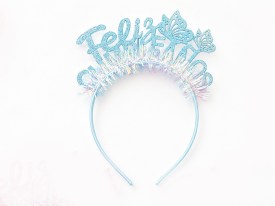 Vincha FELIZ CUMPLE con flecos y mariposa